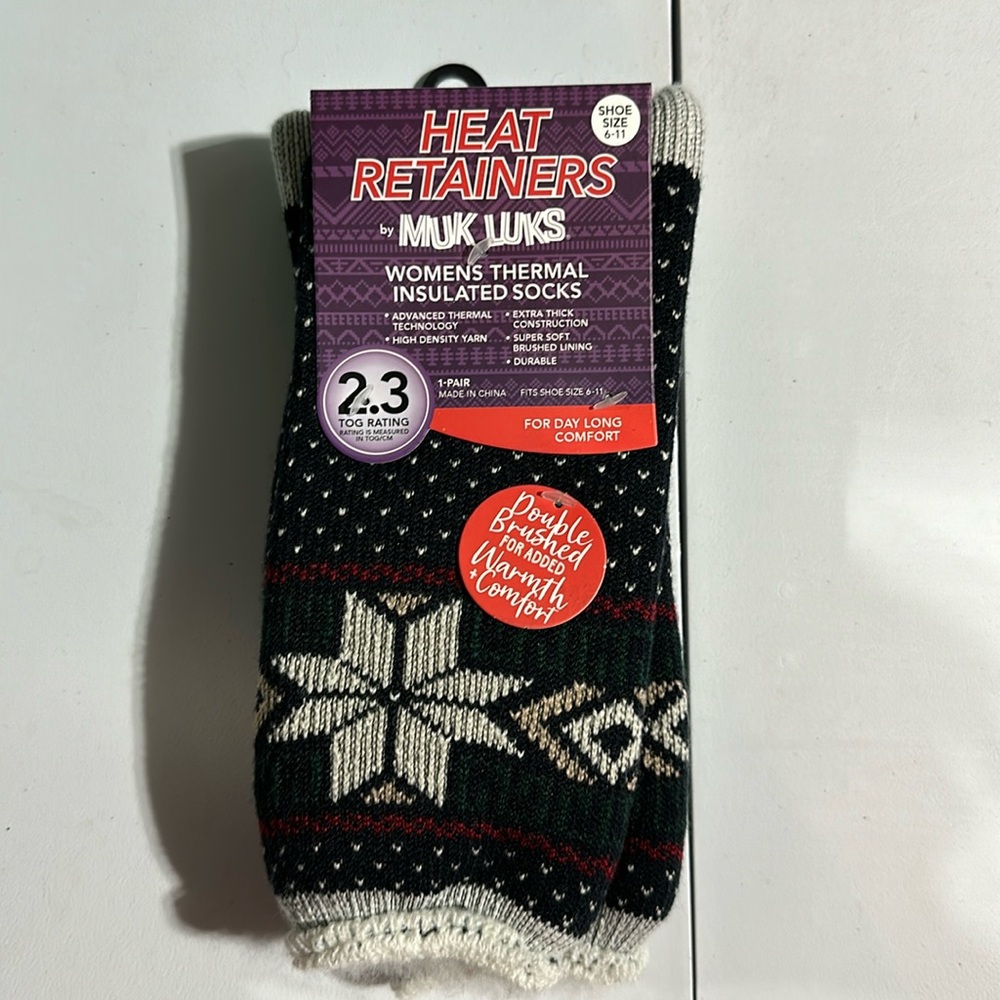 Muk Luks Women's Thermal Insulated Socks - Navy/Cream